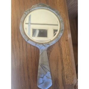 Art Deco Bakelite Green Marbleized Hand Held Vanity Mirror
